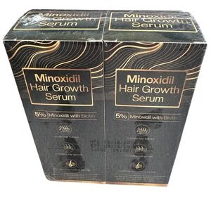 Minoxidil Hair Growth Serum 5% with Biotin for Men and Women - 2 Pack
